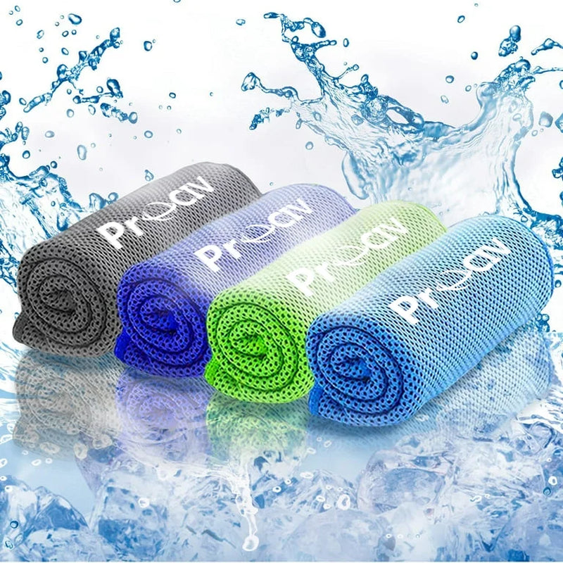 4 Pack Cooling Towels, Ice Towel for Neck and Face, Soft Breathable Chilly Microfiber Keep Cool Towels for Yoga, Gym, Fitness, Camping, Running, Workout & More Activities, 40"X 12"